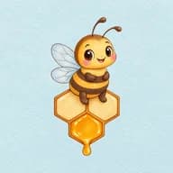Icono de Colmena: una abeja sentada sobre celdas de panal de las que gotea miel